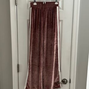 Velvety mauve purple pants with stripe detail